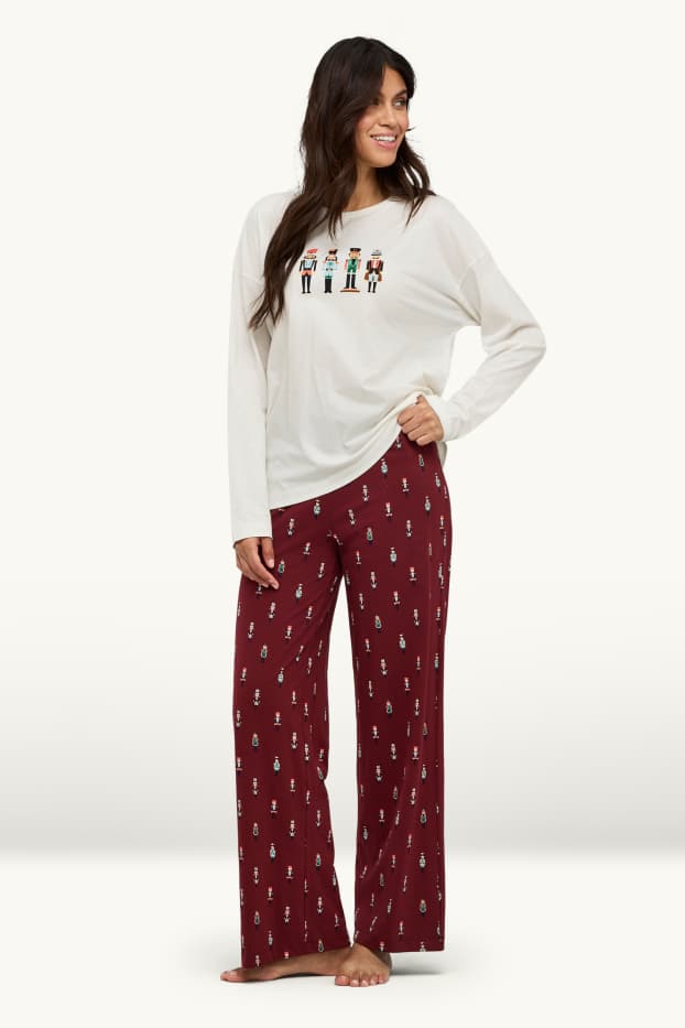 Dona - Mini Me - pijama nadalenc per a dona - bordeus/blanc