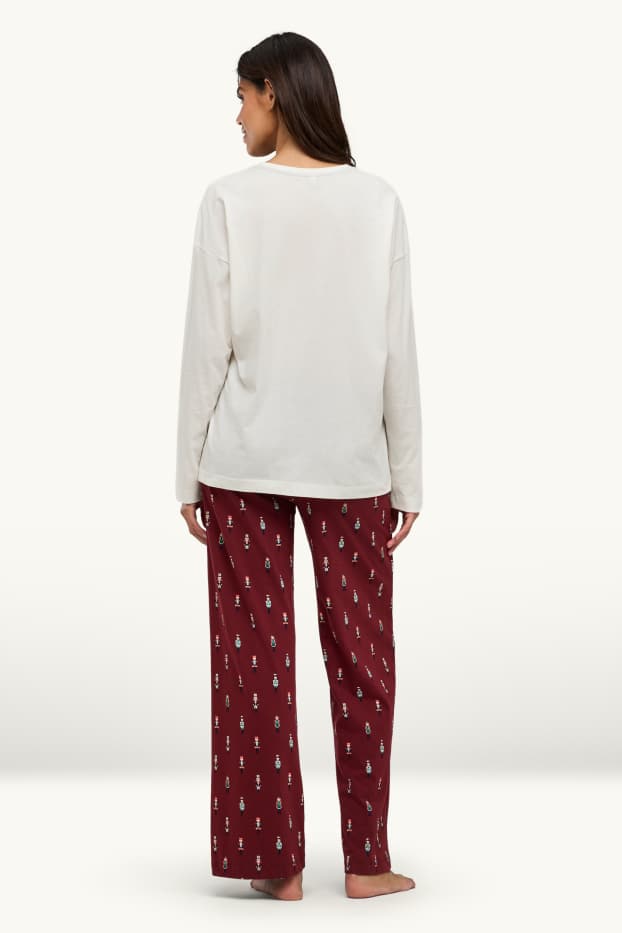 Dona - Mini Me - pijama nadalenc per a dona - bordeus/blanc