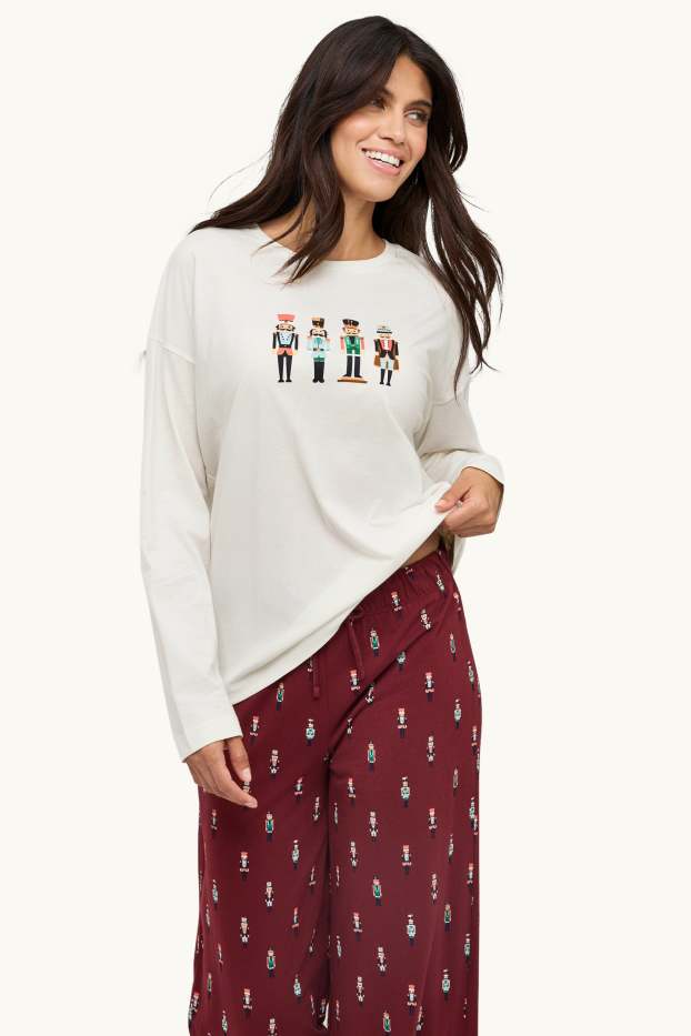 Dona - Mini Me - pijama nadalenc per a dona - bordeus/blanc