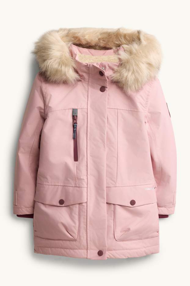 Children Girls - Rain jacket with hood - lined - waterproof - light rose