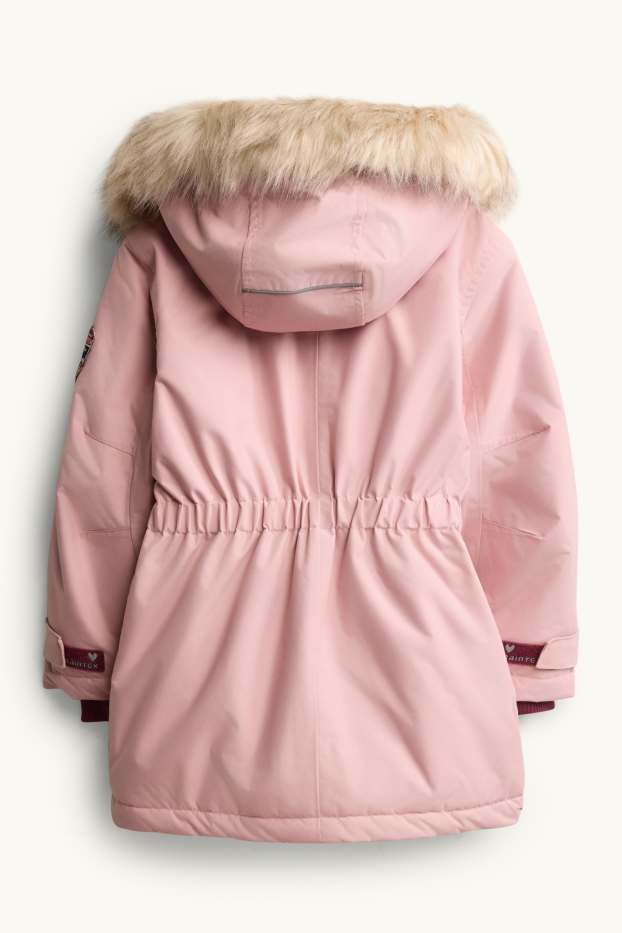 Children Girls - Rain jacket with hood - lined - waterproof - light rose