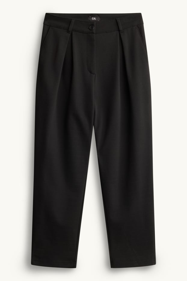 Damen - Stoffhose - High Waist - Tapered Fit - schwarz