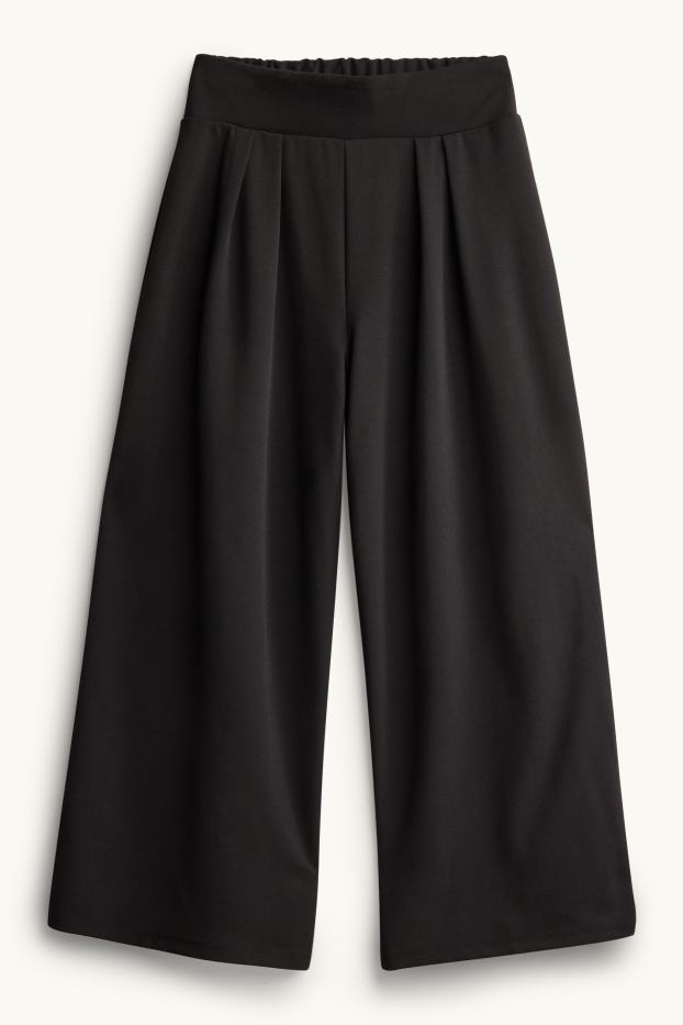 Dames - Pantalon - high waist - wide leg - zwart