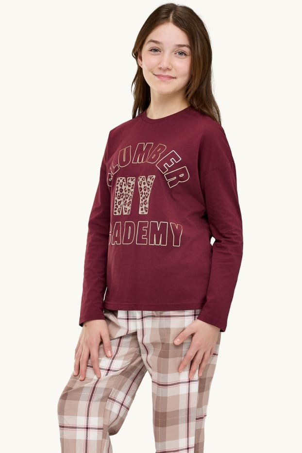 Kinderen: meisjes - Set van 2 - pyjama - 4-delig - bordeaux