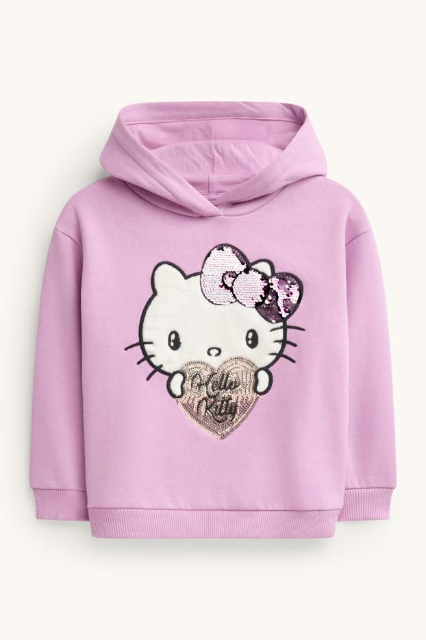 Enfants filles - Hello Kitty - sweat à capuche - effet brillant - violet