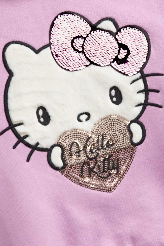 Enfants filles - Hello Kitty - sweat à capuche - effet brillant - violet