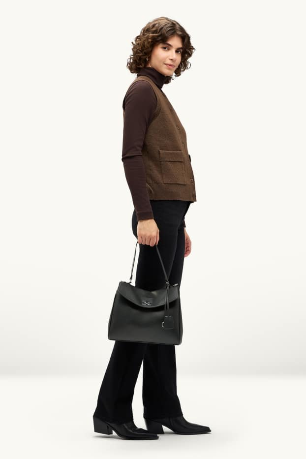 Dames - Schoudertas - imitatieleer - zwart