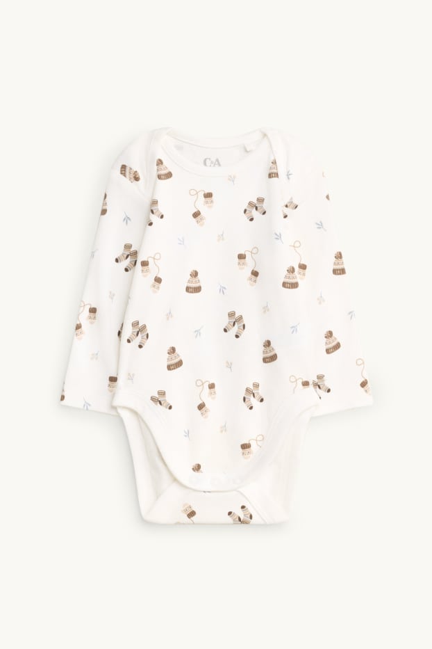 Unisex - Pinguino e orso polare - set con tutina - 2 pezzi - marrone / bianco crema