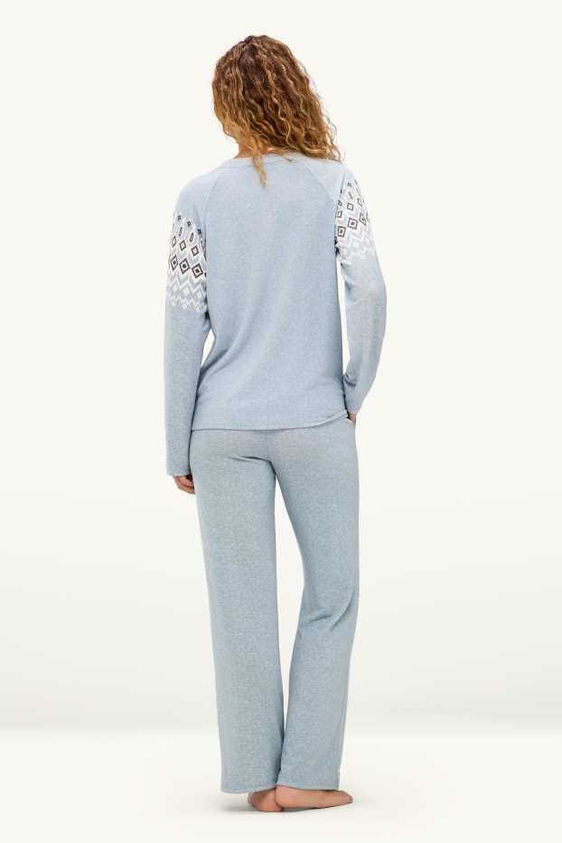 Dames - Pyjama - lichtblauw-mix