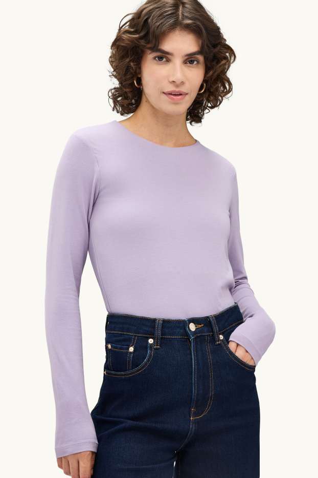 Femmes - Haut à manches longues - slim fit - lilas