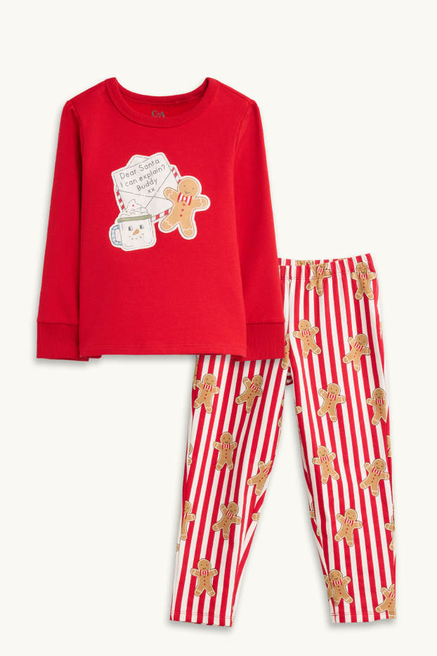 Kinder Mädchen - Mini Me - Lebkuchenmann - Kinder-Weihnachts-Pyjama - 2 teilig - rot