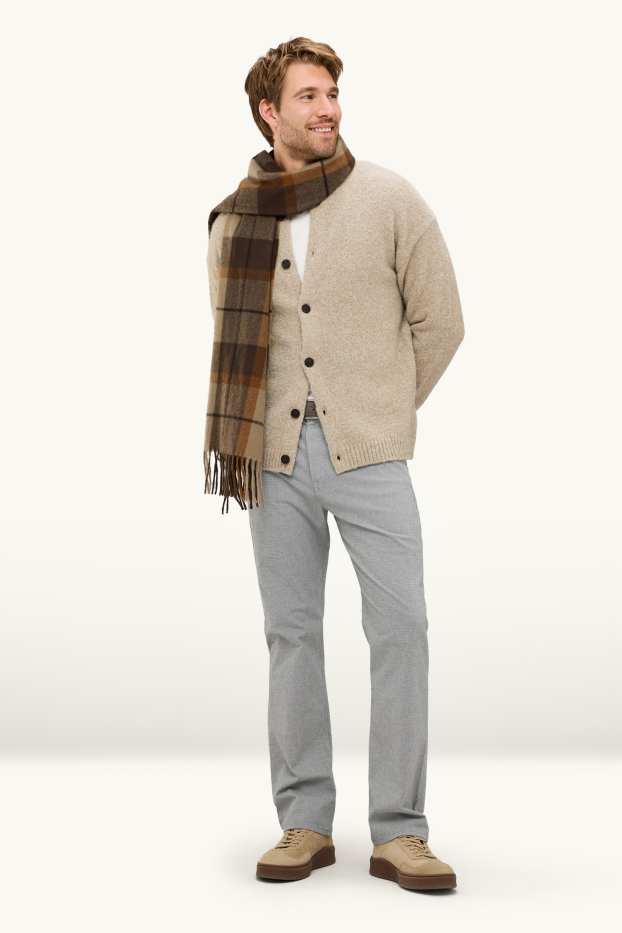 Heren - Broek met riem - regular fit - lichtgrijs