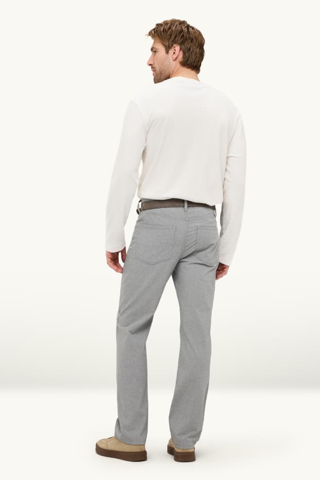 Heren - Broek met riem - regular fit - lichtgrijs