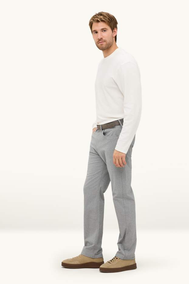 Heren - Broek met riem - regular fit - lichtgrijs