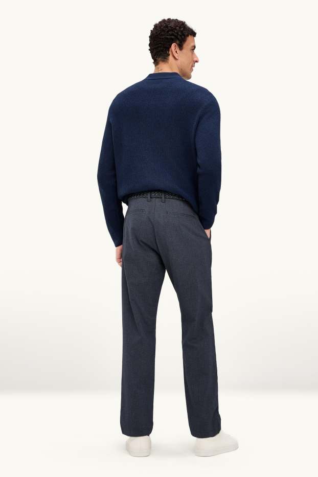 Hommes - Chino avec ceinture - regular fit - bleu foncé