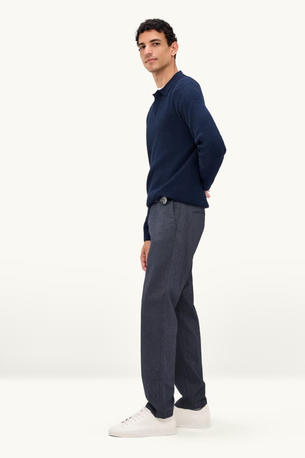 Hommes - Chino avec ceinture - regular fit - bleu foncé