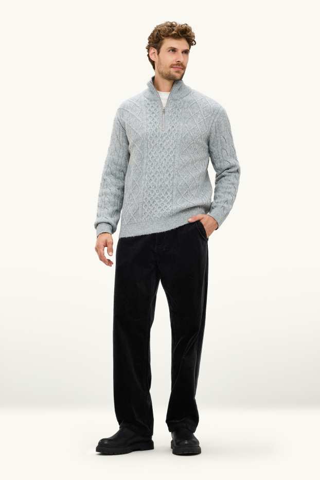 Heren - Corduroy chino - relaxed fit - zwart
