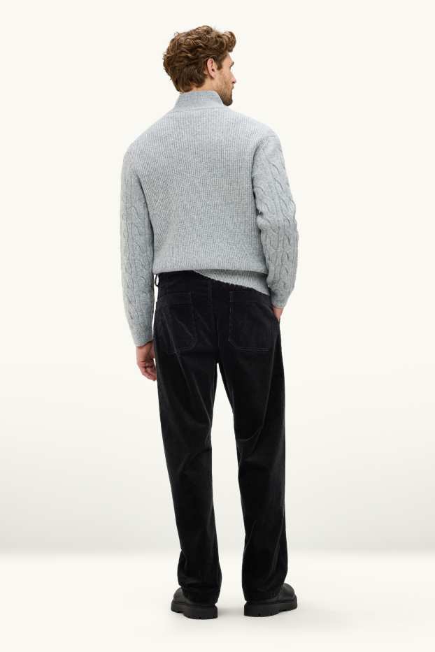 Heren - Corduroy chino - relaxed fit - zwart