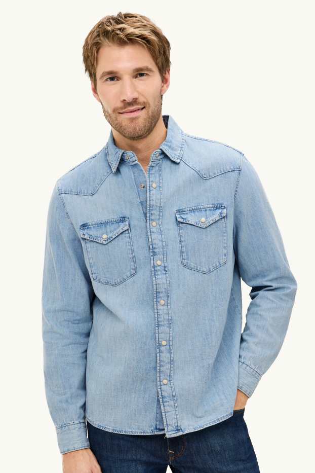 Herren - Jeanshemd - Regular Fit - Kent - helljeansblau