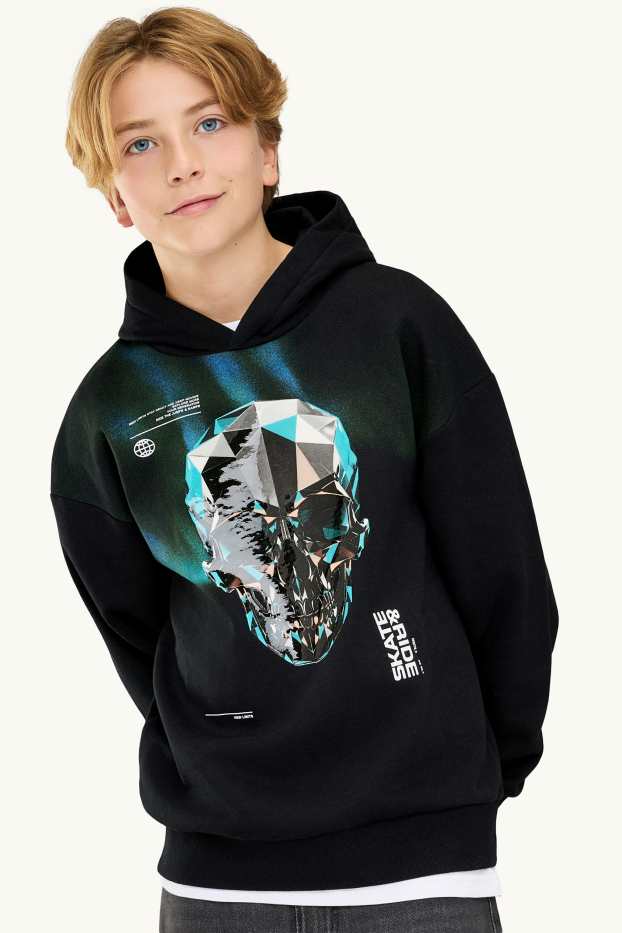 Enfants garçons - Tête de mort - sweat à capuche - noir