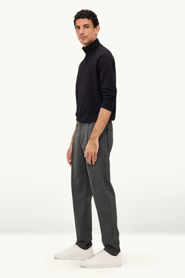 Pánské - Kalhoty chino - tapered fit - tmavošedá