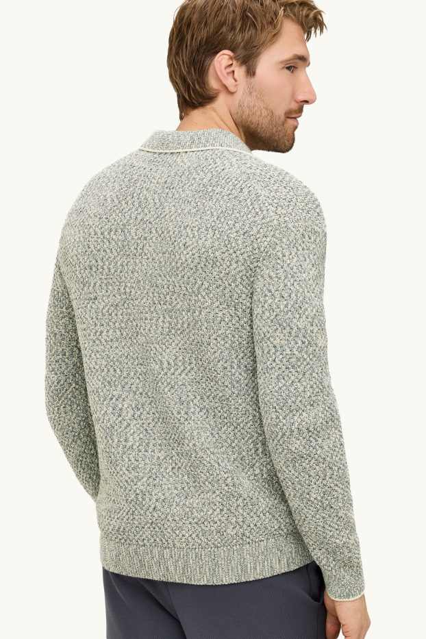 Herren - Pullover - strukturiert - grau-melange
