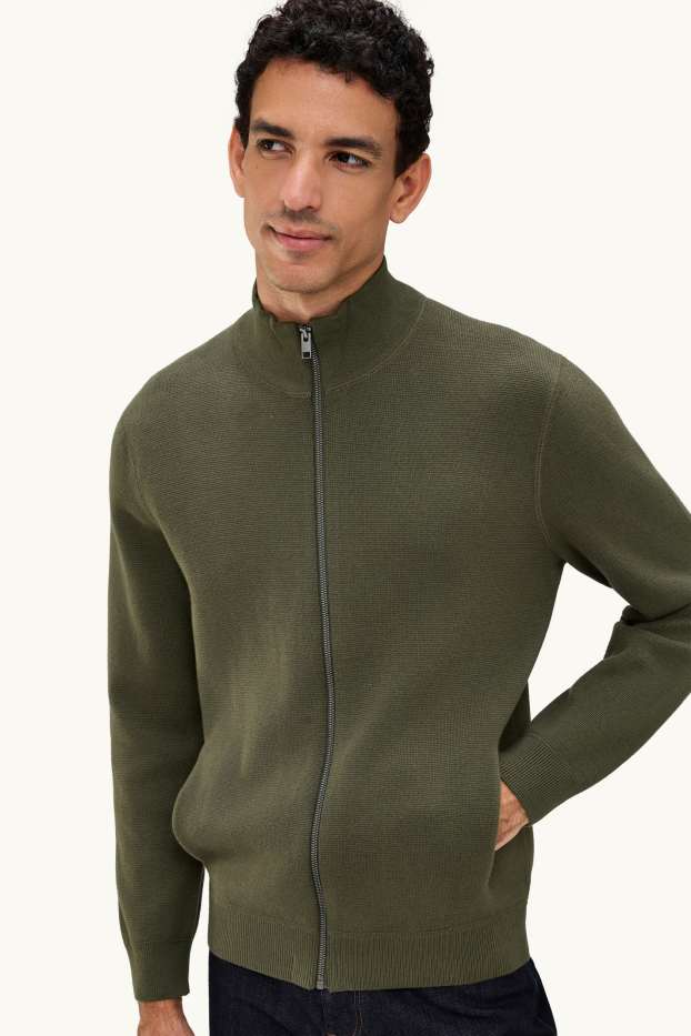 Herren - Strickjacke - khaki
