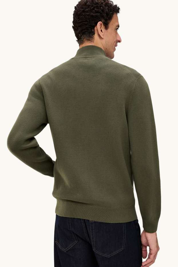 Herren - Strickjacke - khaki