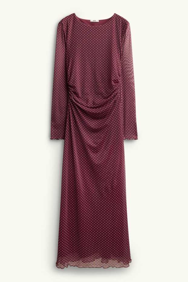 Donna - Vestito bodycon - tulle - a pois - bordeaux