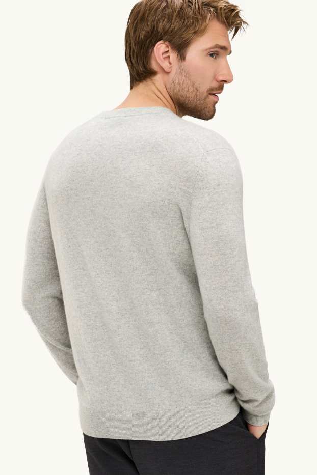 Herren - Kaschmir-Pullover - hellgrau-melange