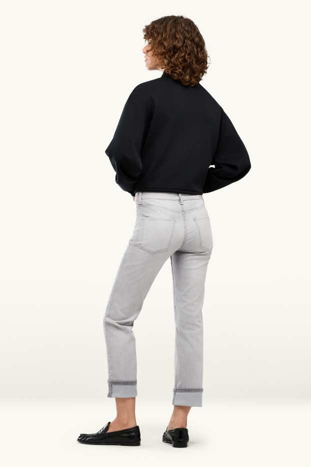 Damen - Crop Straight Jeans - Mid Waist - LYCRA® - helljeansgrau