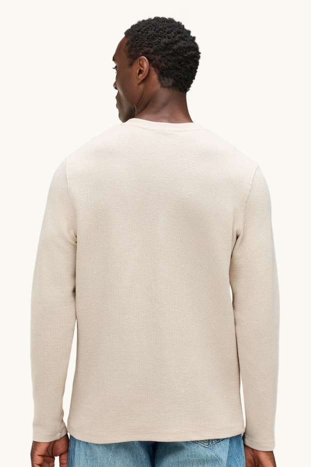 Home - Samarreta de màniga llarga - regular fit - texturada - crema