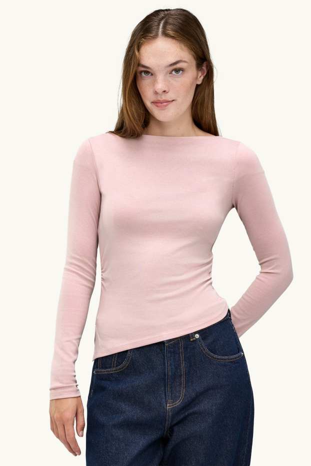 Femmes - Haut à manches longues - slim fit - rose tendre