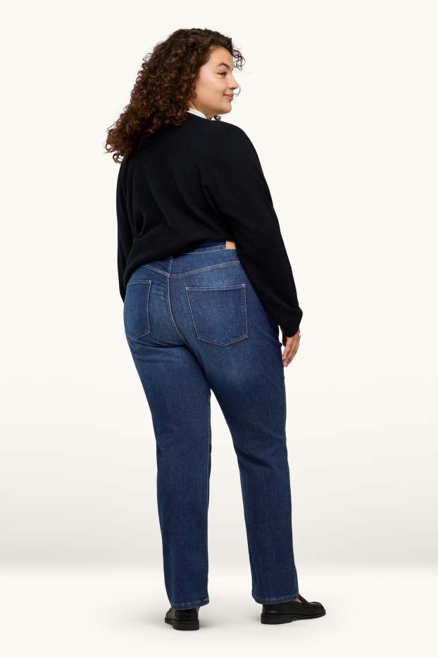 Women - Straight jeans - mid-rise waist - LYCRA® - denim-dark blue