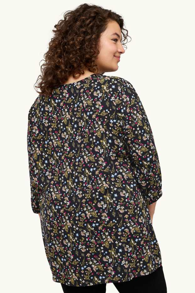 Women - Blouse - floral - black