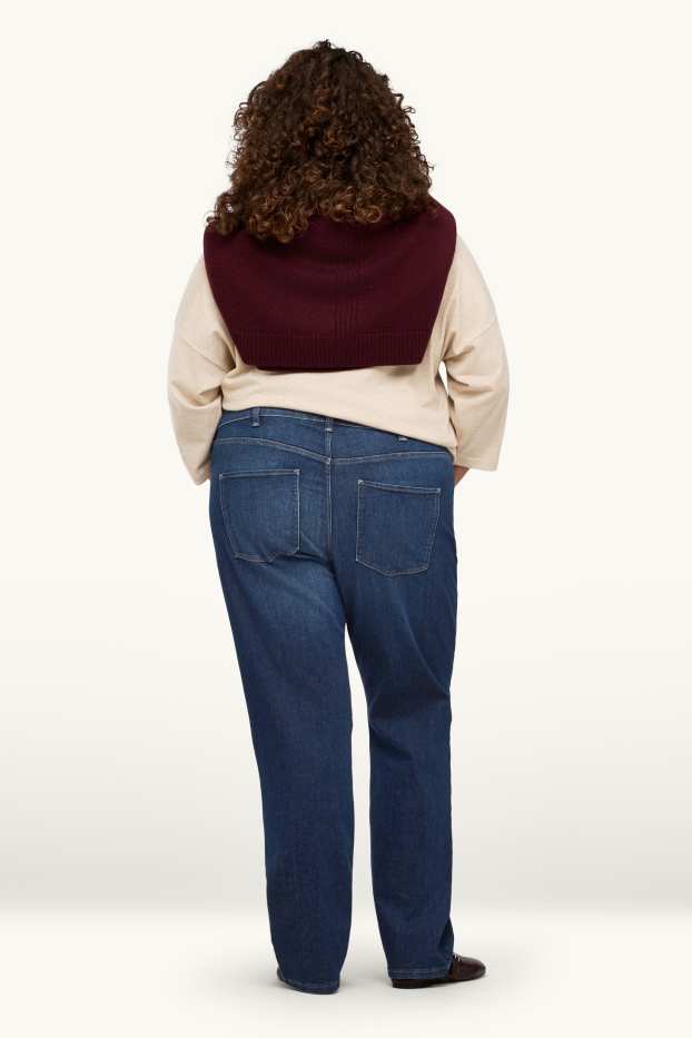 Femei - Straight jeans - talie medie - LYCRA® - denim-albastru închis