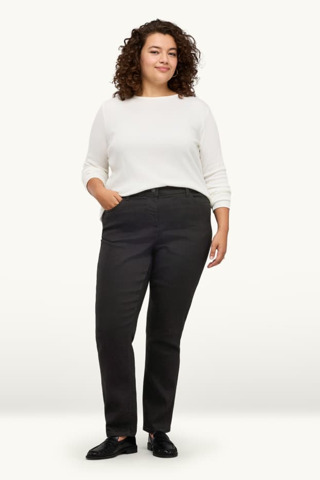 Femei - Slim jeans - talie medie - denim-gri închis