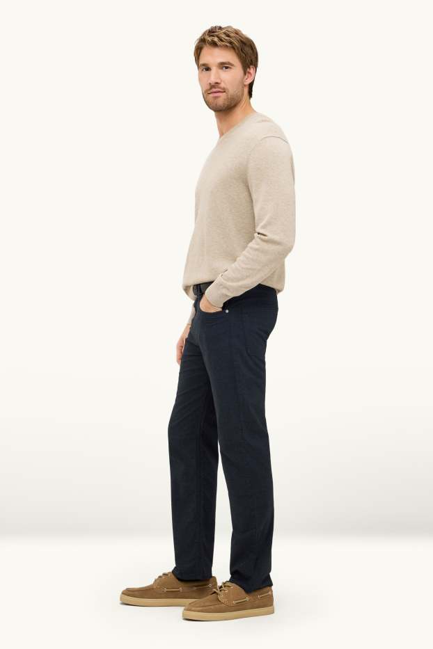 Men - Trousers with belt - regular fit - dark blue