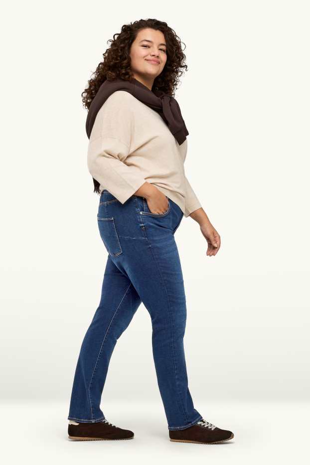 Women - Slim jeans - mid-rise waist - shaping jeans - LYCRA® - blue denim