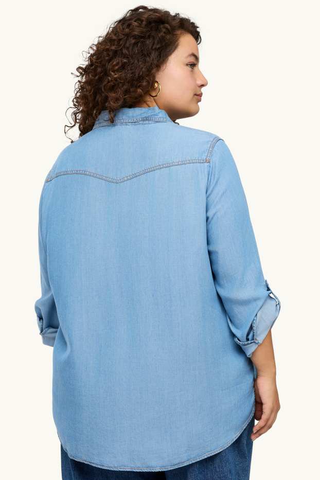 Women - Denim blouse - blue denim
