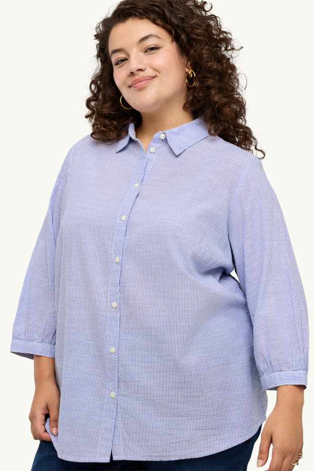 Dona - Brusa - de ratlles - blau/blanc