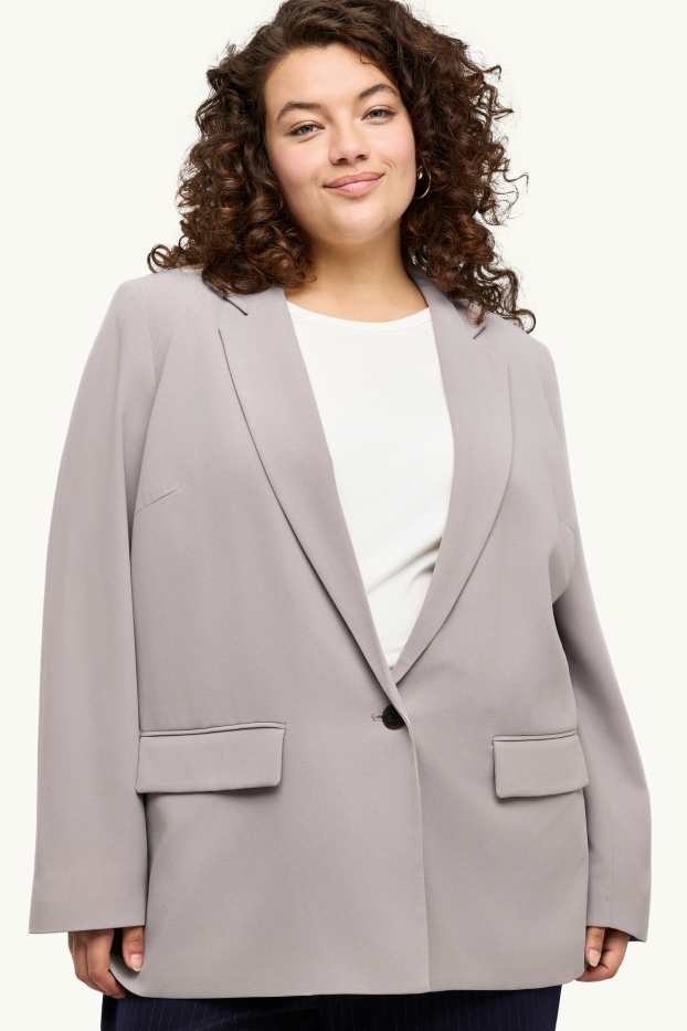 Femmes - Blazer long - regular fit - beige clair