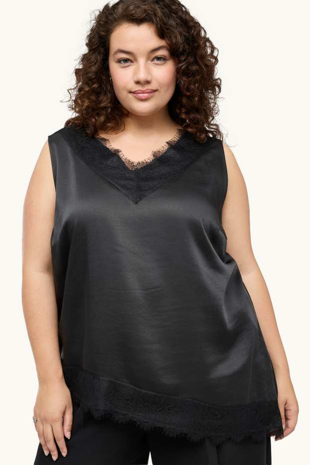 Femmes - Caraco en satin - noir
