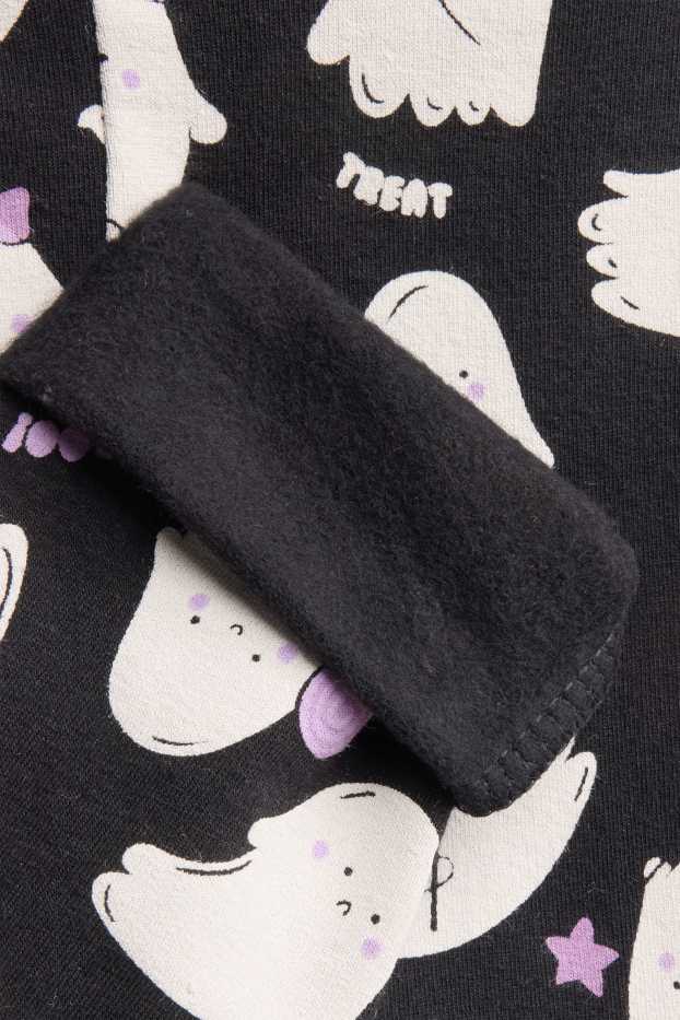 Dzieci dziewczynki - Wielopak, 2 pary - Halloween - duch - ciepłe legginsy - czarny / biały