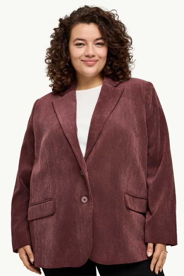 Women - Corduroy blazer - curvy fit - bordeaux