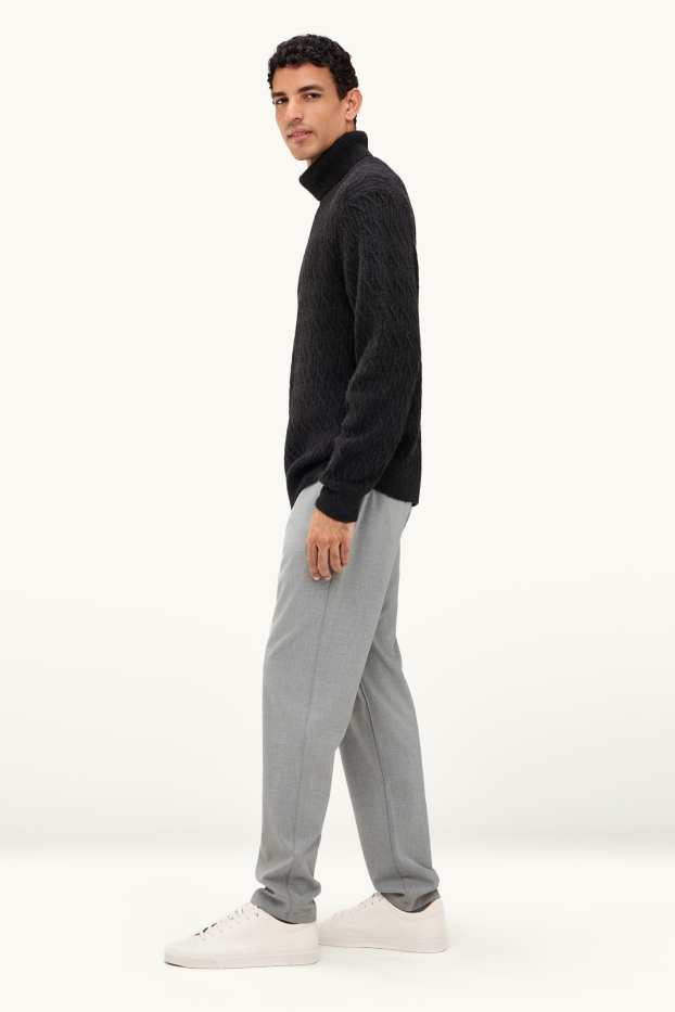 Pánské - Kalhoty chino - tapered fit - světle šedá