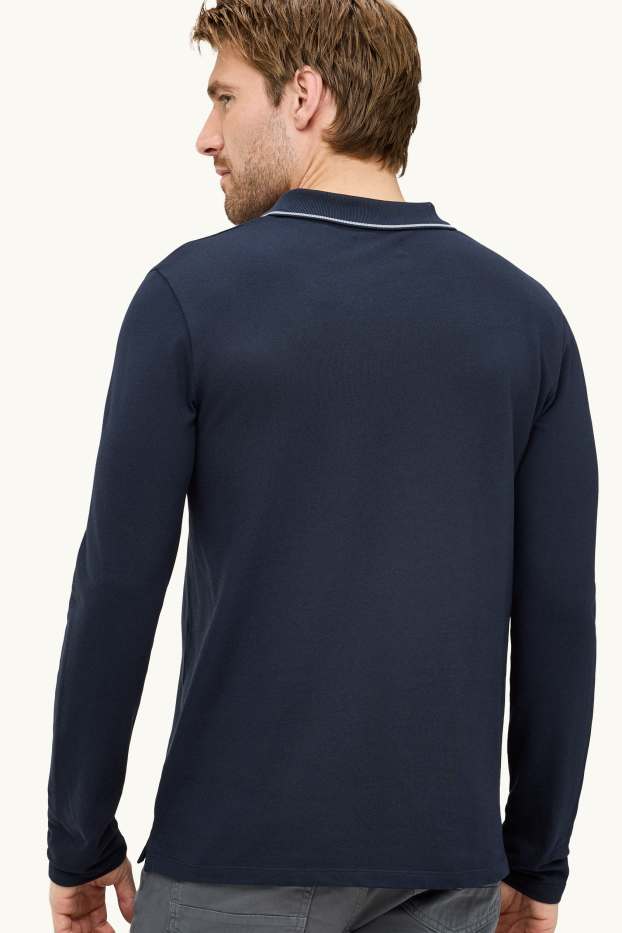 Home - Polo de mànigues llargues - slim fit - blau fosc