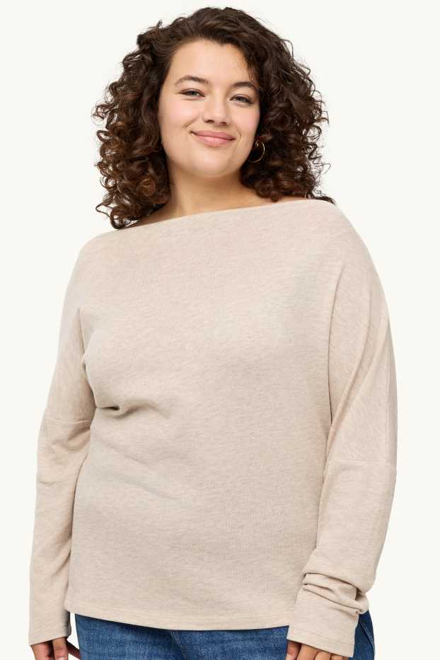 Donna - Maglia a maniche lunghe - slim fit - beige