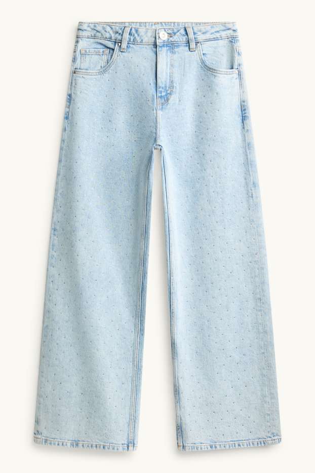 Bambine - Jeans a gamba ampia - effetto brillante - jeans azzurro