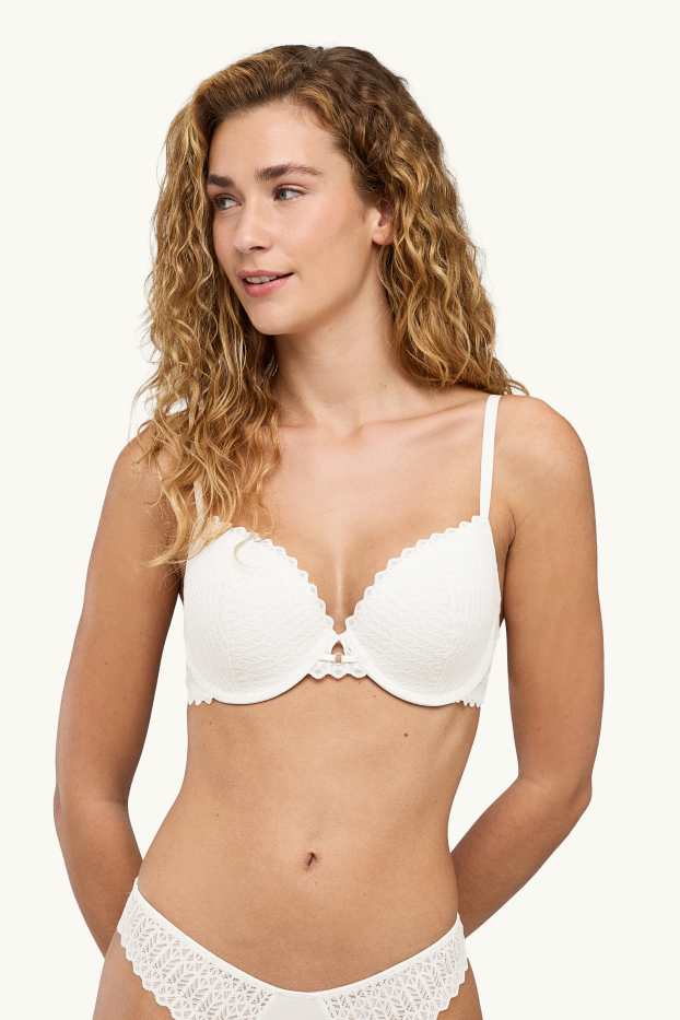 Dames - BH met beugels - FULL COVERAGE - voorgevormd - crème wit